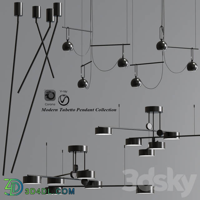 Modern Tubetto Pendant Collection Pendant light 3D Models