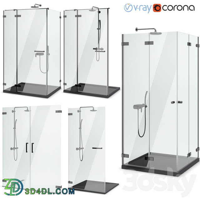 Shower enclosures and doors Radaway Arta black set 104