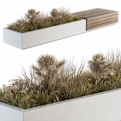 Urban Furniture Architecture Bench with Plants 07 