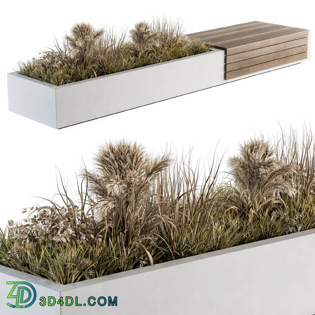 Urban Furniture Architecture Bench with Plants 07