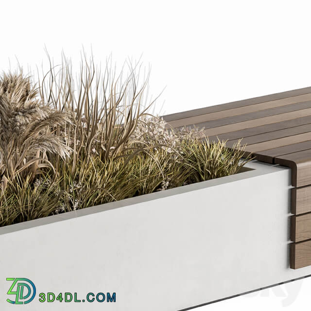 Urban Furniture Architecture Bench with Plants 07