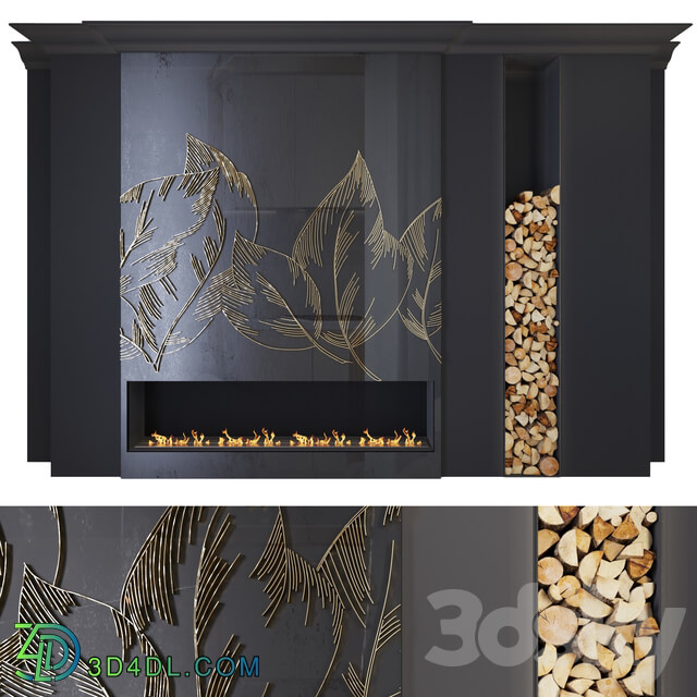 Other decorative objects Modern fireplace leaves1 