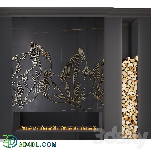 Other decorative objects Modern fireplace leaves1 