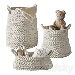 Miscellaneous Pottery Barn Ivory Chunky Knit Nursery Storage 