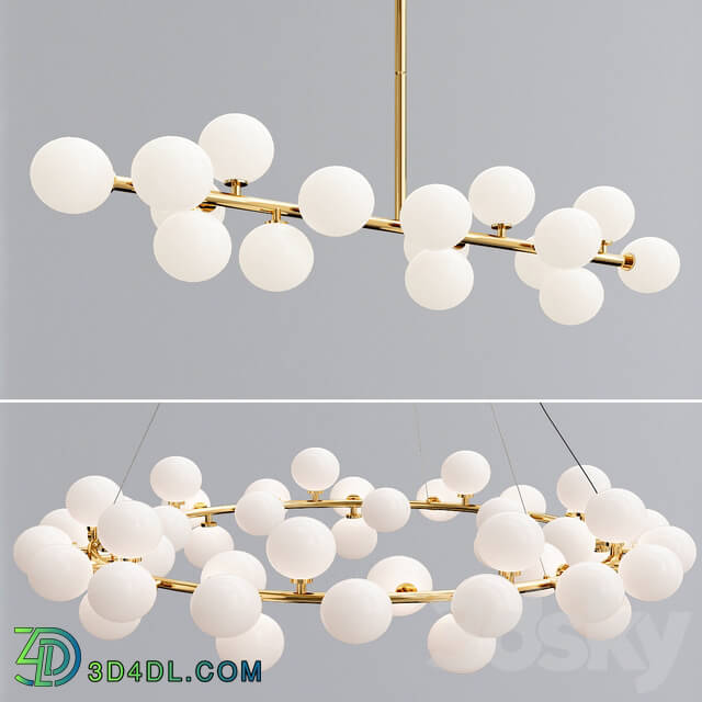 Pendant light Bubble Stik and Milk Bublle Round Chandelier Collection