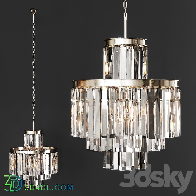 Pendant light Restoration Hardware 1920S ODEON CLEAR GLASS FRINGE 4 TIER CHANDELIER Nickel