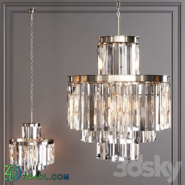 Pendant light Restoration Hardware 1920S ODEON CLEAR GLASS FRINGE 4 TIER CHANDELIER Nickel