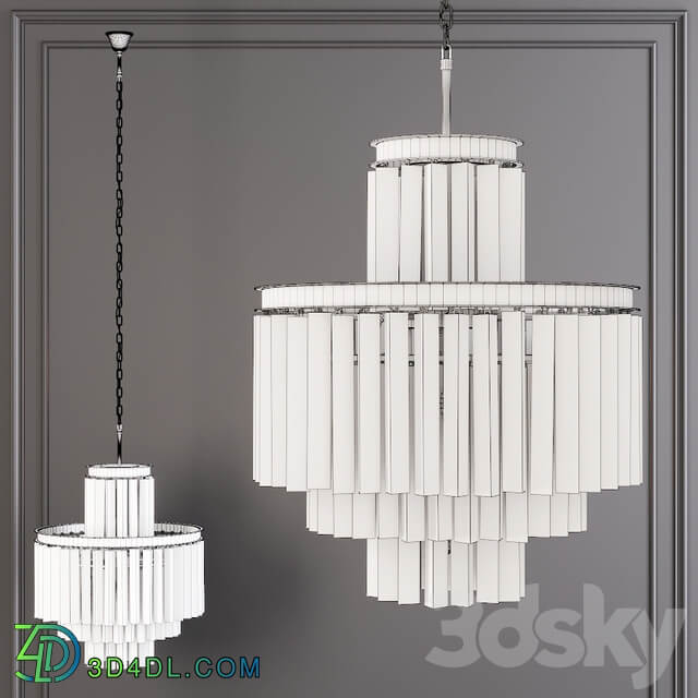 Pendant light Restoration Hardware 1920S ODEON CLEAR GLASS FRINGE 4 TIER CHANDELIER Nickel