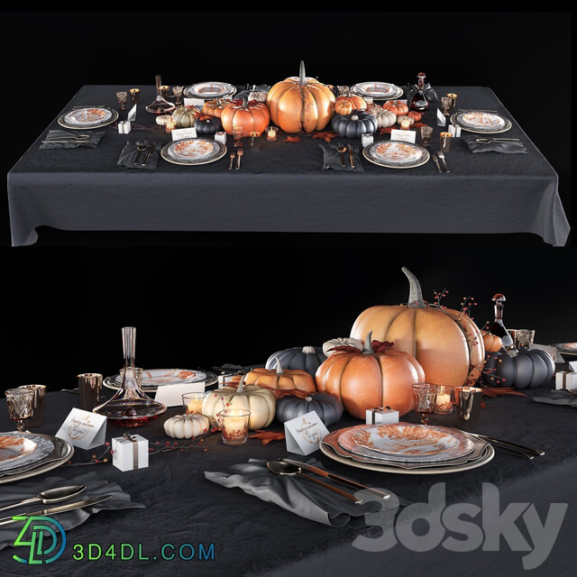 Table set with pumpkins