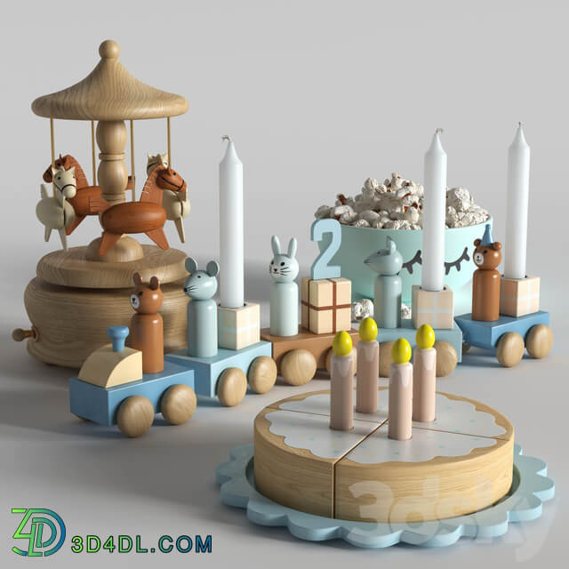 Set of toys with a cake