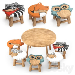 Table Chair kids furniture01 animal chairs 