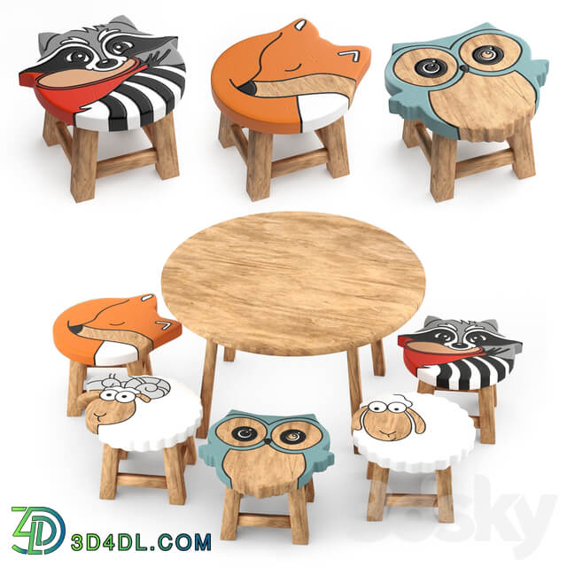 Table Chair kids furniture01 animal chairs