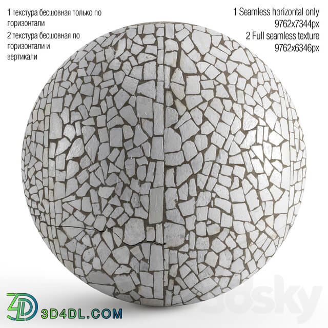 Seamless mosaic texture from chipped tiles. PBR