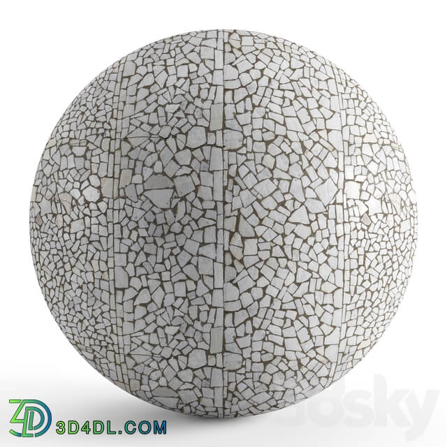 Seamless mosaic texture from chipped tiles. PBR