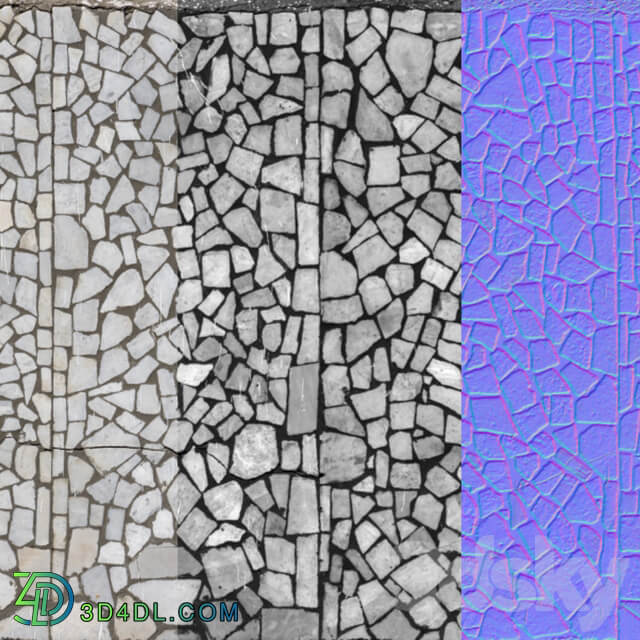 Seamless mosaic texture from chipped tiles. PBR