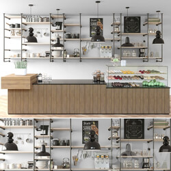 Cafe with shelves and a showcase with desserts and sweets in a loft style 3D Models 