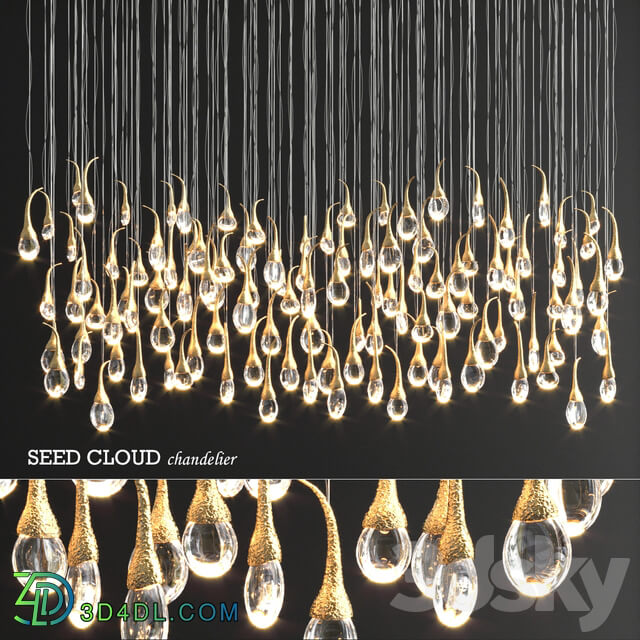 Pendant light Seed Cloud 112 buds Chandelier by Ocher