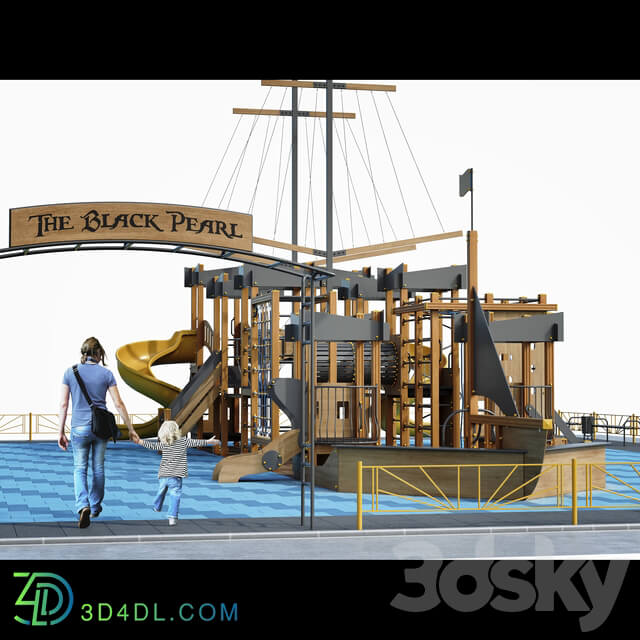 Children playground Pirate ship . Boat. Sailboat 3D Models