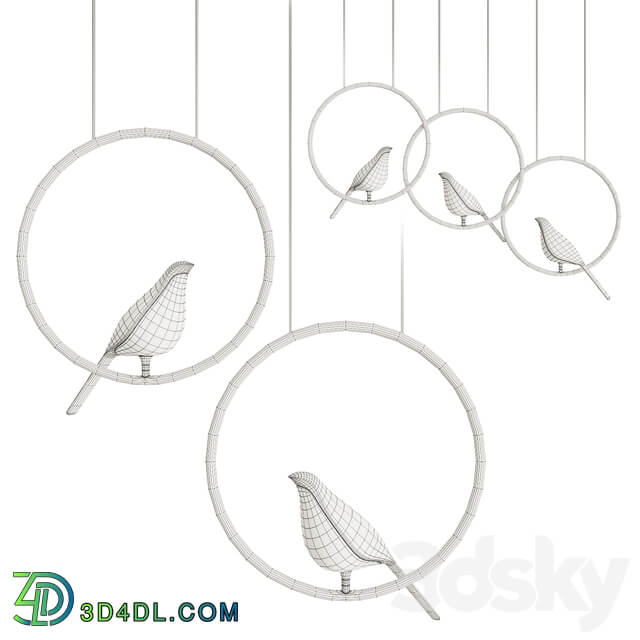 Pendant light Ring and Bird Pendant Lamp NOMI