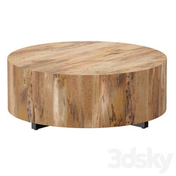 Dillon Spalted Primavera Round Wood Coffee Table Crate and Barrel 3D Models 