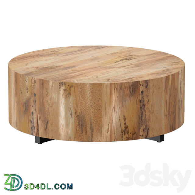 Dillon Spalted Primavera Round Wood Coffee Table Crate and Barrel 3D Models