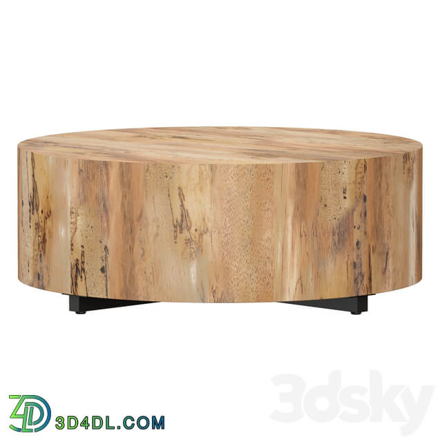 Dillon Spalted Primavera Round Wood Coffee Table Crate and Barrel 3D Models