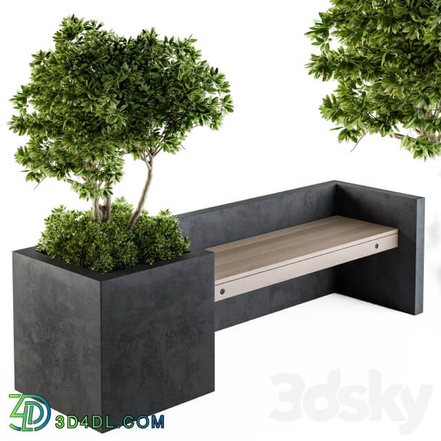 Urban Furniture Plants with bench 09