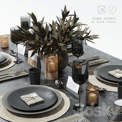 Table setting in dark colors 