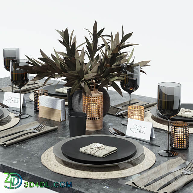 Table setting in dark colors