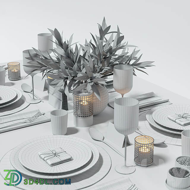 Table setting in dark colors