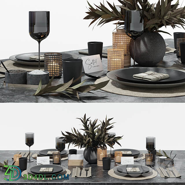 Table setting in dark colors