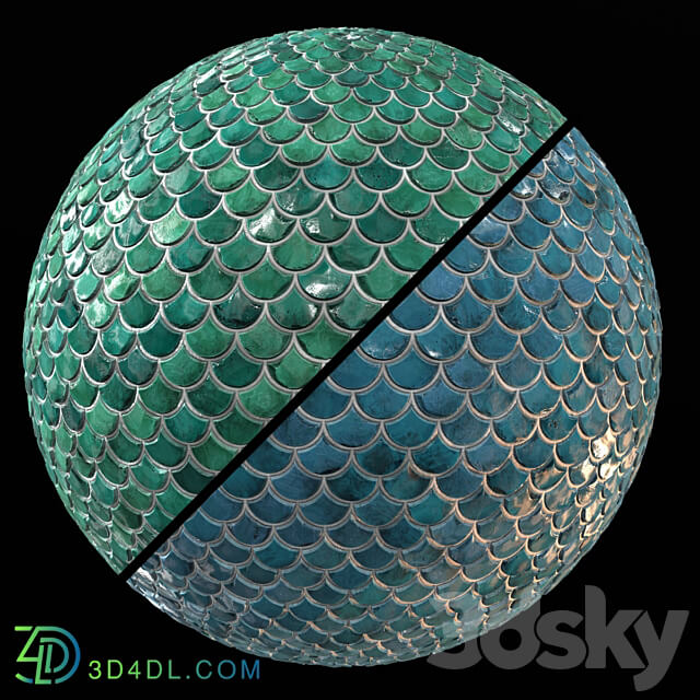 Teal Tile PBR Material 09