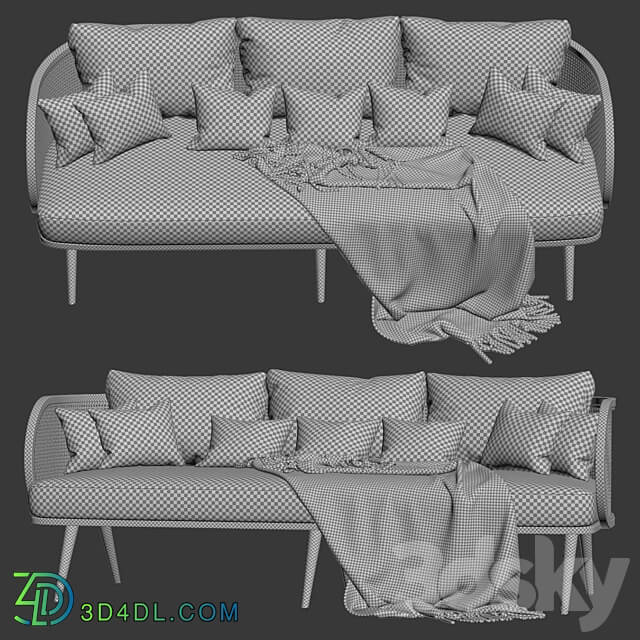 Three seater wooden rattan sofa CV23 Three seater rattan sofa