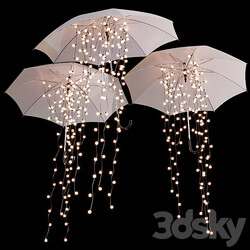 Decorative umbrellas with garlands 