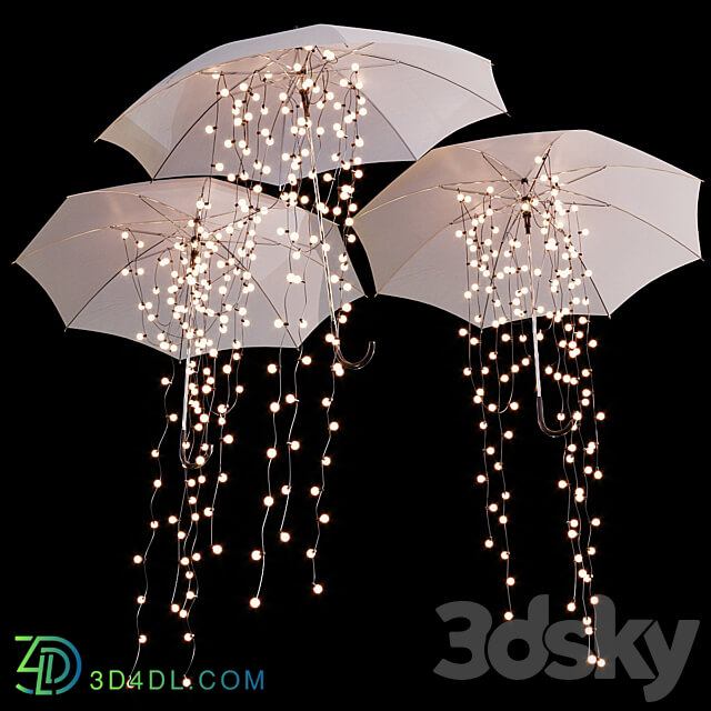 Decorative umbrellas with garlands