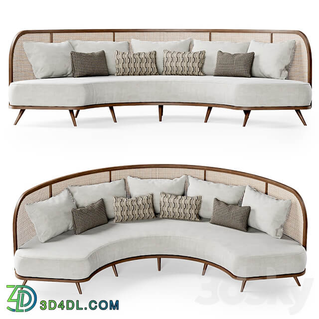 Garden round sofa R156 Rattan semicircular sofa