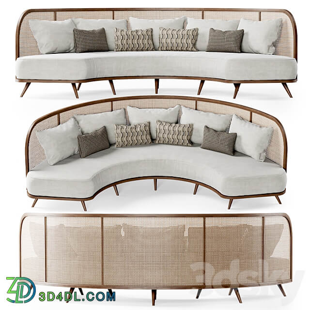 Garden round sofa R156 Rattan semicircular sofa