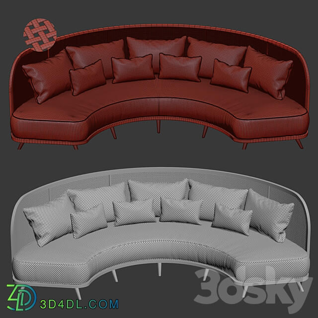 Garden round sofa R156 Rattan semicircular sofa