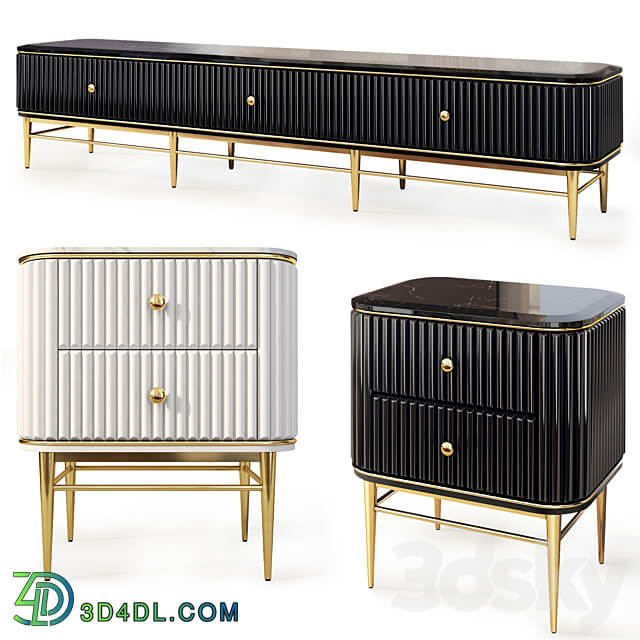 Sideboard Chest of drawer Chest of drawers and bedside tables Art Deco 03. Nightstand Tvstand by LaLume