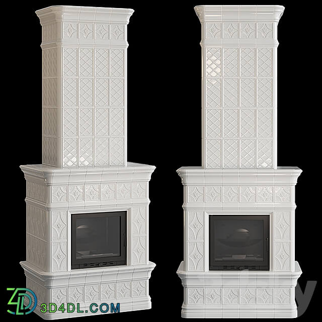 Stove fireplace with tiles