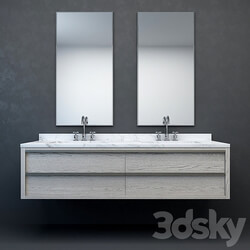 RH Modern Bezier floating double vanity 