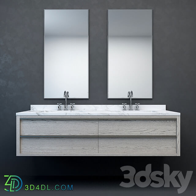 RH Modern Bezier floating double vanity