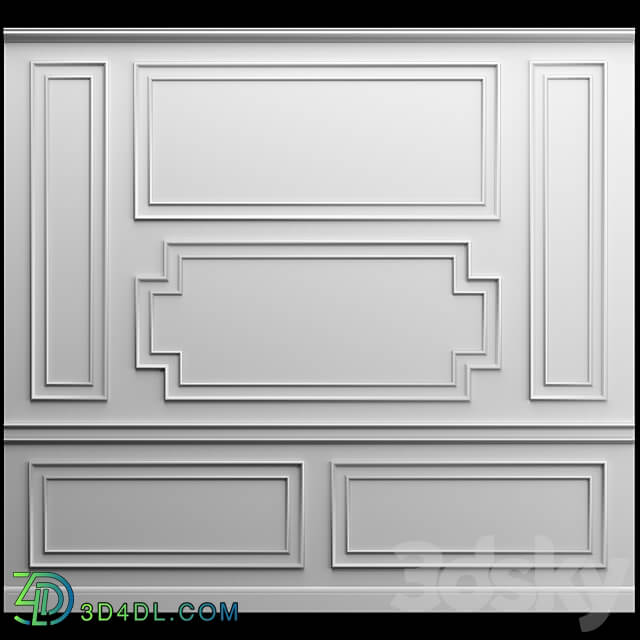 Wall panel gypsum stucco molding 3D Models