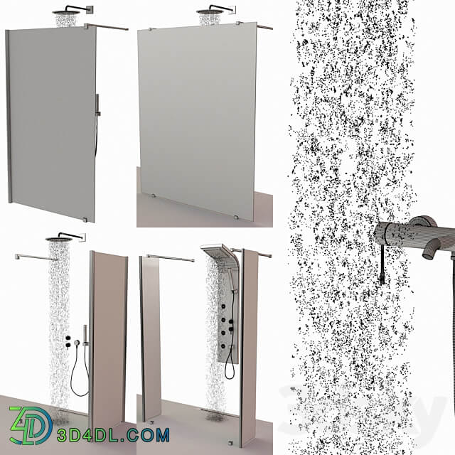 Set of shower cabins Ravak Walk In Mixers