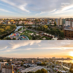 Panoramas of Anapa at sunset 