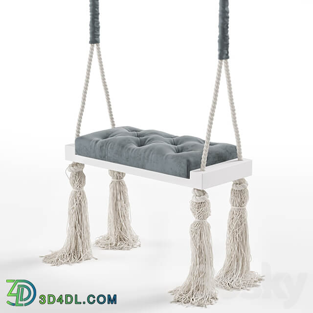 Quilted Wooden Indoor Swing rope hanging chair Miscellaneous 3D Models