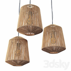 Pendant light Lamp wood rotang wicker barrel Lamp wicker rattan barrel 