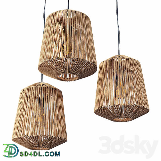 Pendant light Lamp wood rotang wicker barrel Lamp wicker rattan barrel