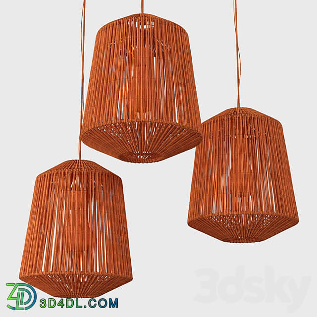 Pendant light Lamp wood rotang wicker barrel Lamp wicker rattan barrel