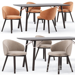 Table Chair Tria table CB4807 FR 160 and Tuka rounded chair connubia calligaris 